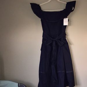 1901 Off The Shoulder Contrast Stitch Dress